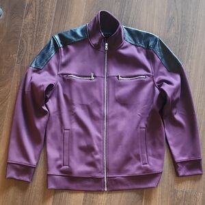 INC International Concepts Men's Purple Bomber Jacket with Black Accents